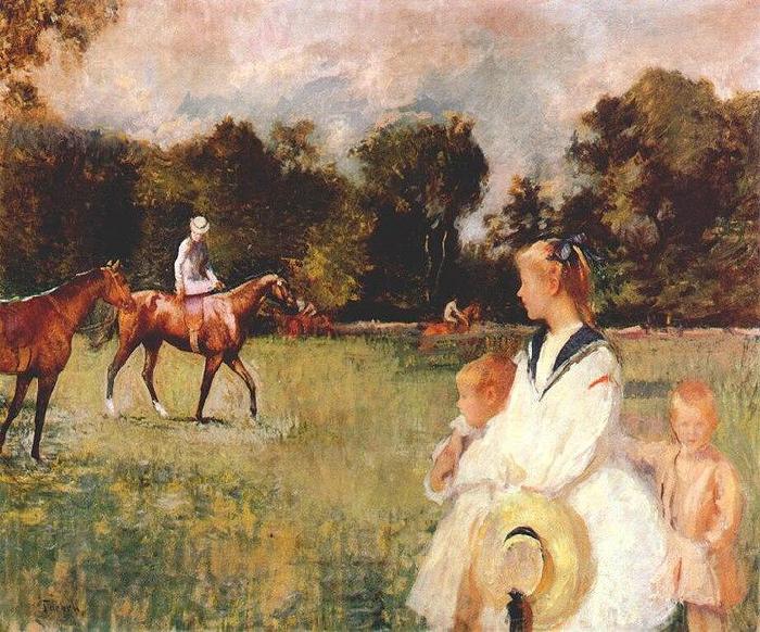 Edmund Charles Tarbell Schooling the Horses, oil painting picture